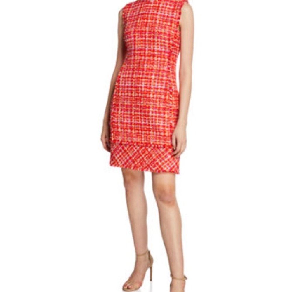 Elie Tahari Red Tweed Sleeveless Andrea Dress